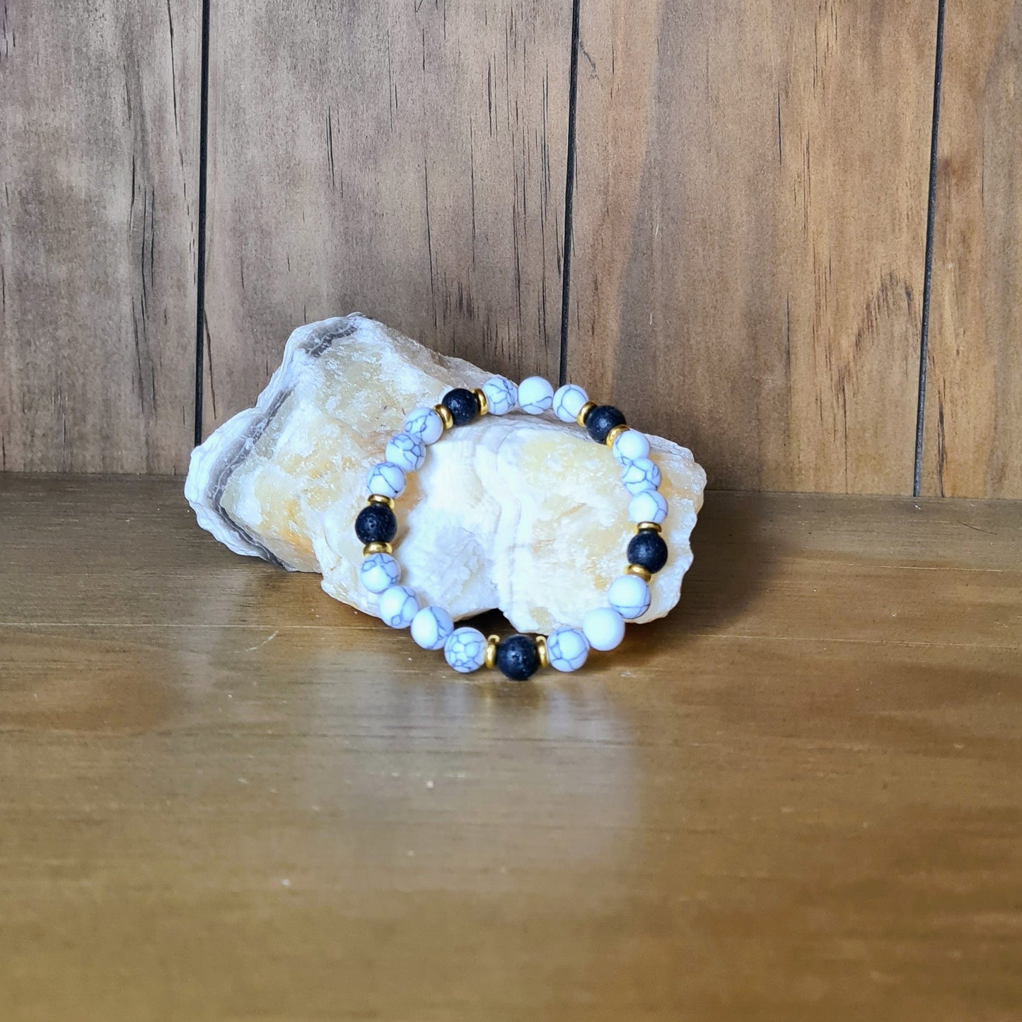 Crystal Braclet - Howlite & Lava Stone