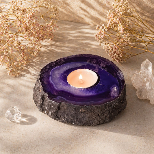 Purple Agate Tealight Candle Holder