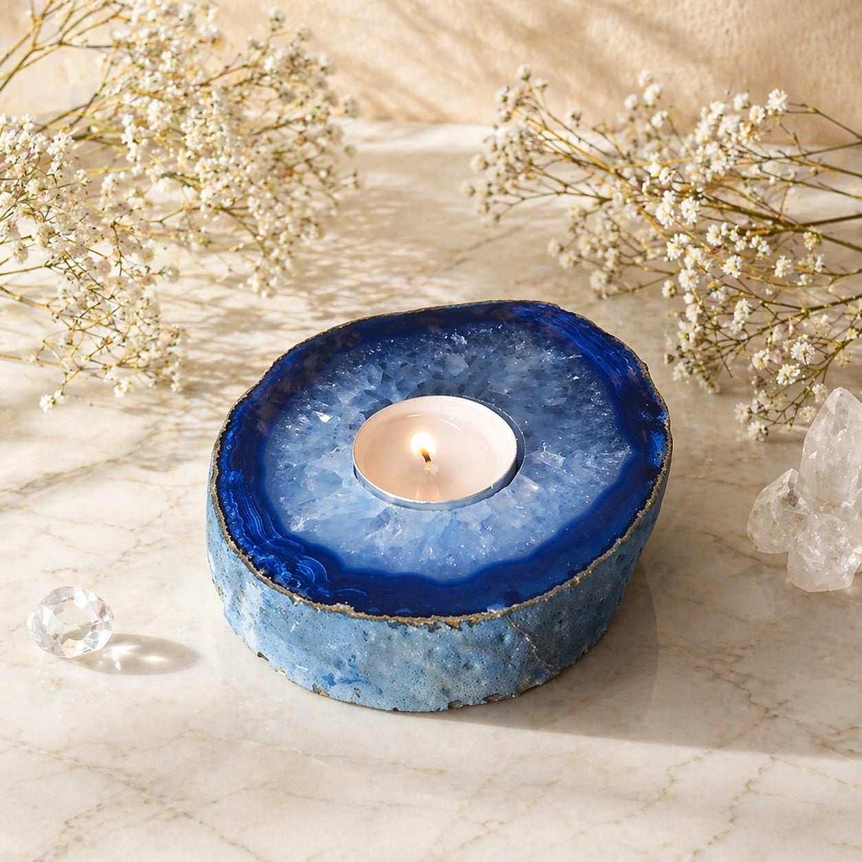 Blue Agate Tealight Candle Holder