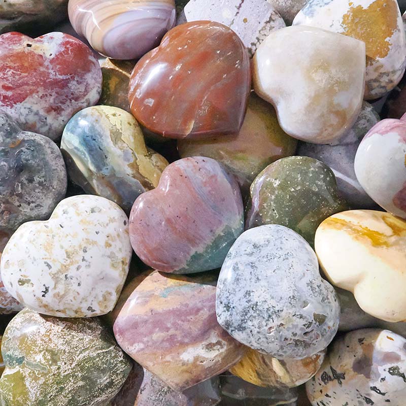 Madagascar Ocean Jasper Heart Crystal Stone (7cm-8cm)