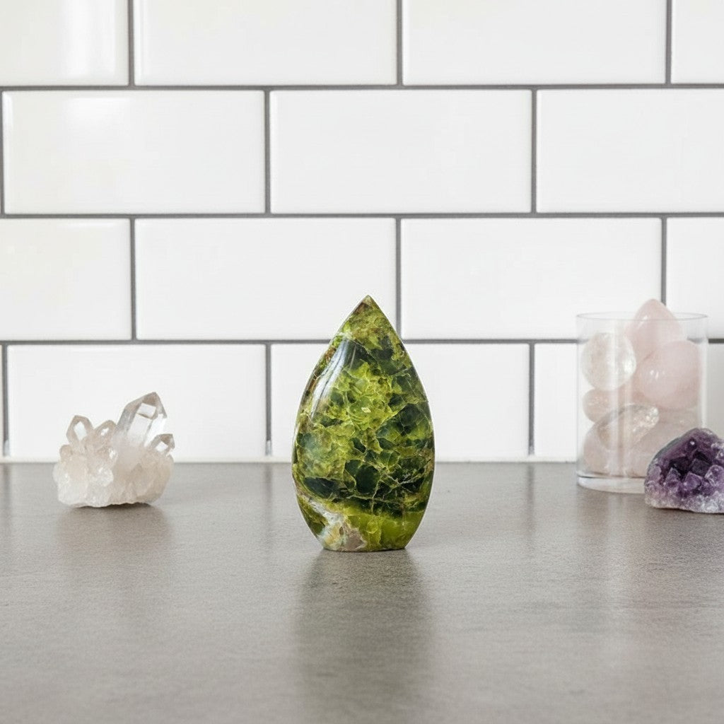Madagascar Green Opal Teardrop Crystal Point (9cm-10cm)