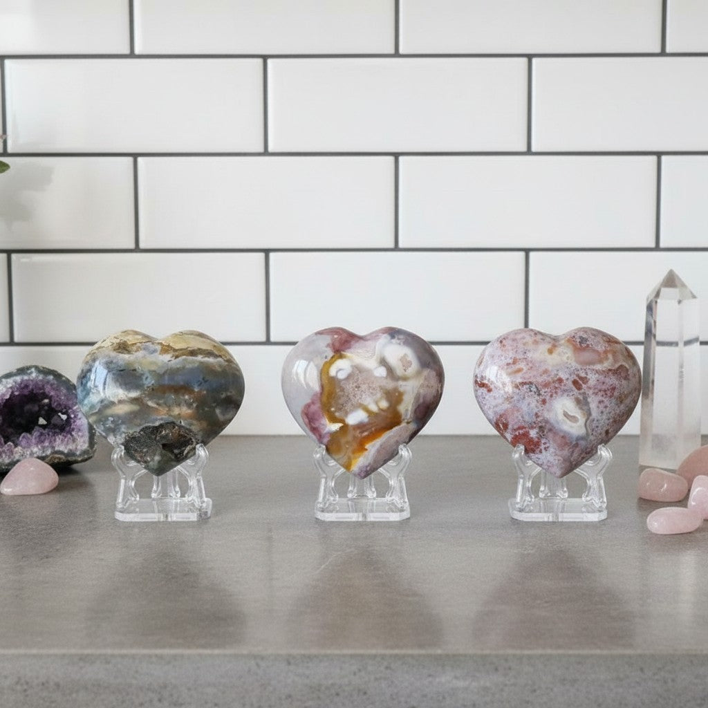 Madagascar Ocean Jasper Heart Crystal Stone (7cm-8cm)