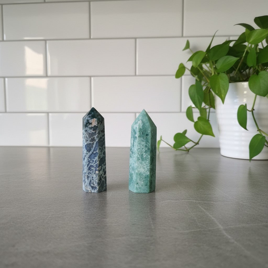 Moss Green Agate Crystal Tower CLEARANCE